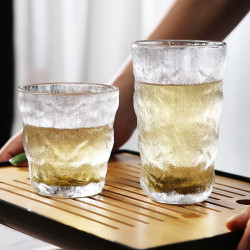 网红ins磨砂杯居家日用玻璃杯啤酒杯单层耐热杯牛奶杯冰川树皮杯