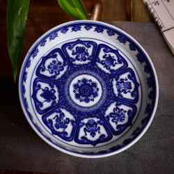 景德镇兆勤堂青花八宝纹壶承 茶具 茶道 壶承 摆件 瓜果盘 八吉祥