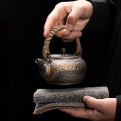 陶瓷茶壶粗陶纯手工大气高档复古泡茶单壶高颜值茶具提梁壶泡茶壶