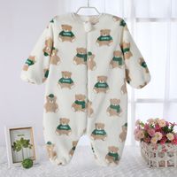 儿童宝宝法兰绒连体睡袋加厚婴儿睡衣家居服春秋冬分腿睡袋睡衣
