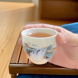 德化白瓷家用茶杯羊脂玉瓷珐琅彩品茗杯陶瓷主人单杯功夫茶具套装