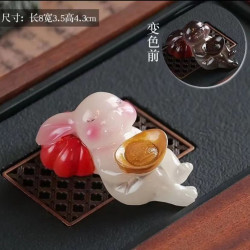包邮纯手工精品茶宠弥勒佛白菜摆件家居变色茶宠摆件茶桌必备摆件
