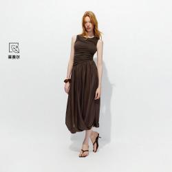 ONLY 2026秋季新款不规则抽褶花苞裙无袖长款连衣裙女