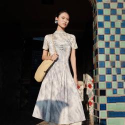ONLY 秋季新中式中长裙吊带高级感连衣裙女
