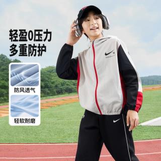 NIKE 3brand系列青少年连帽夹克外套风衣透气防风亲肤舒适