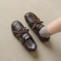 星期六 ST&SAT 复古德训鞋女隐形内增高皮面小个子休闲鞋百搭舒适