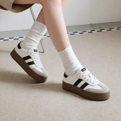 百丽 四季可穿时尚撞色复古厚底德训鞋女款舒适百搭休闲鞋