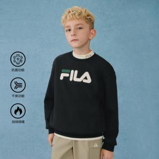 FILA 男女童加绒卫衣舒适休闲儿童百搭圆领套头上衣