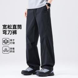 马克华菲 2026秋季经典宽松系绳休闲裤日常亲肤舒适弯刀裤