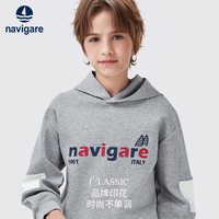 navigare 男童带帽卫衣 帆船字母浅花灰