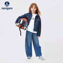 navigare 女童牛仔外套 深蓝