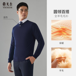 雅戈尔 秋冬季男士保暖毛衣商务休闲圆领套头打底针织衫