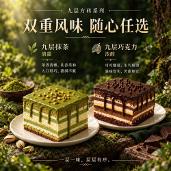 沫禾九重巧克力抹茶蛋糕620g方砖铁罐千层 九重巧克力蛋糕*1盒共620g【加送235g布朗尼蛋糕】