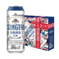 PLUS会员：青岛啤酒 全麦白啤精酿啤酒礼盒装500mL10罐整箱