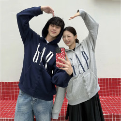 Gap 男女装2026秋新品logo胶印抓绒连帽开衫宽松卫衣1SS623907 海军蓝 XL (180/100A)亚洲尺码