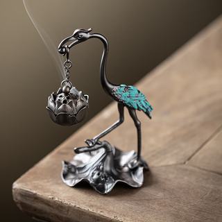 快勤 仙鹤莲花香插香炉摆件