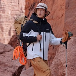 坦博尔 户外三合一羽绒服连帽男女同款防风保暖夹克外套90鸭绒内胆