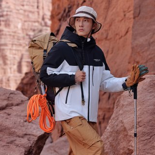 坦博尔 户外三合一羽绒服连帽男女同款防风保暖夹克外套90鸭绒内胆