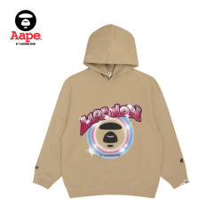 Aape 3838XXH 撞色复古猿颜印花加绒连帽卫衣