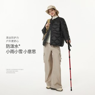 坦博尔 年秋季新款户外无领轻薄羽绒服女短款运动徒步保暖外套