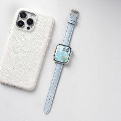 匠戴 适用苹果S11手表iwatch10表带applewatch9荔枝纹S12皮质新款S8男女款高级11智能se3夏天运动S7时尚腕带