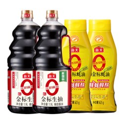 海天 0添加纯金标生抽1.9L*2+0金标蚝油625g*2炒菜火锅组合调味