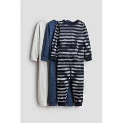 H&M HM2026秋季新款童装儿童男童3套装棉质睡衣套装1342274