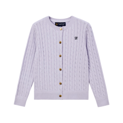 E-LAND KIDS E·LAND KIDS衣恋童装女童针织开衫26年春夏新品绞花毛衣 Purple紫色