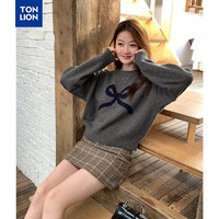 唐狮 女式长袖针织衫 深麻灰 M