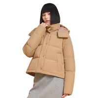 美力城 鹅绒连帽短款羽绒服 日晒棕 XL