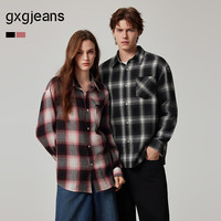 gxgjeans 男装格纹口袋设计休闲复古长袖衬衫26秋新品 黑格 170/M
