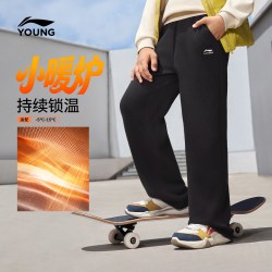 LI-NING KIDS 卫裤男小大童2026新款秋冬款青少年冬季休闲加绒直筒童装