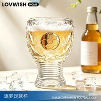 乐唯诗 网红个性精酿啤酒杯玻璃杯创意大容量女生牛奶果汁杯 逐梦足球杯400ml*1