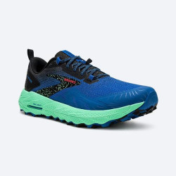 BROOKS Cascadia 17 缓震越野跑鞋 维多利亚蓝/黑色/春芽绿