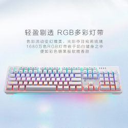 雷神 KG3104有线机械键盘104键全键游戏电竞办公 双色透光键帽RGB幻彩灯效带灯带 红轴-幻彩