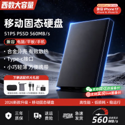 西数大容 量SSD移动固态硬盘2t高速读写相机电脑手机usb3.2直连扩容存储神器type-C办公大文件视频备份储存 512G迷你便携+高速传输+4重豪礼
