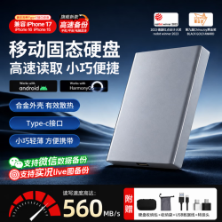 西数大容 量移动硬盘固态高速USB3.0接口手机电脑外接1TB大容量金属外壳办公小巧便携文件视频ssd固态硬盘 霁月银1TB