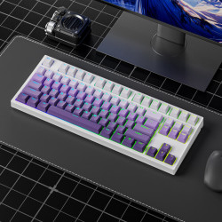 腹灵 MK870 Pro NX87客制化电竞游戏办公机械键盘全键热插拔gasket结构三模无线蓝牙 GP87三模暗香正刻 紫荆轴