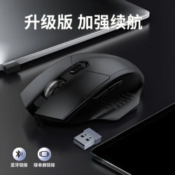 HKMW 热销无线鼠标超静音2025新款可充电蓝牙双模人体工学妙控办公游戏电竞适用于迈从笔记本电脑 加强续航+蓝牙双模-黑色 无线静音电竞鼠标