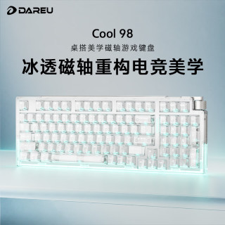 达尔优 COOL 98 RT  电竞游戏磁轴键盘客制化星环灯带透明键盘98键三角洲无畏契约FPS网页双驱动 白透(冰刃磁轴)