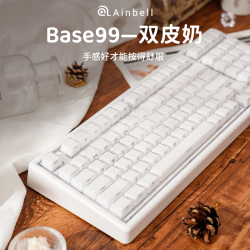 AINBELL客制化机械键盘三模热插拔有线/无线/蓝牙键盘女生高颜值办公键盘打字手感好 Base99双皮奶/双层果冻键帽/三模热插拔 贝儿轴