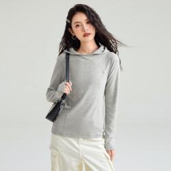 Et Boite 休闲带帽针织衫女2026春款正肩百搭修身显瘦打底衫