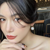半日逅屿 高级感耳钩时尚珍珠耳环女小众设计轻奢韩版网红优雅气质耳饰 香槟色