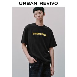 UR UR2026夏季新款男装时髦潮酷字母印花棉质圆领T恤UUY460008+ 黑色 XS