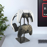 美易支 游戏手柄耳机桌面支架兼容PS5,PS4 Switch pro，Xbox one手柄收纳游戏配件 黑色-两层DC-01