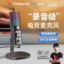 钛度 TSP207桌面麦克风电脑主播直播话筒专用降噪电竞游戏会议录音语音USB电容麦台式机笔记本K歌上网课 高配版TSP205