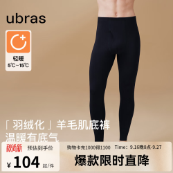 Ubras 保暖裤男女士含羊毛肌底裤发热抗静加厚打底秋裤毛线裤 轻暖亲肤(男款)-漆黑色 XL