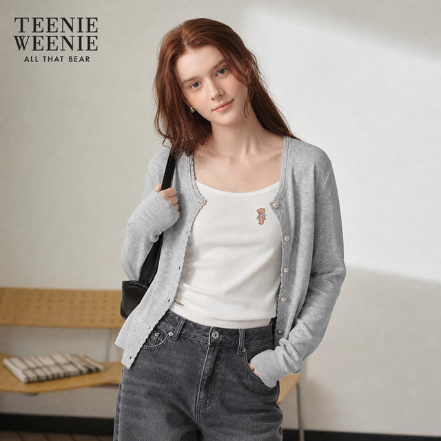TEENIE WEENIE 【花边领口】针织女士开衫