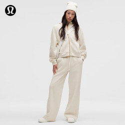 lululemon 丨Scuba 女士中腰阔腿运动裤*拉绒*亚洲版型 LW5GX8A 浅象牙白