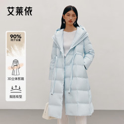 艾莱依 西装领系带长款鹅绒服